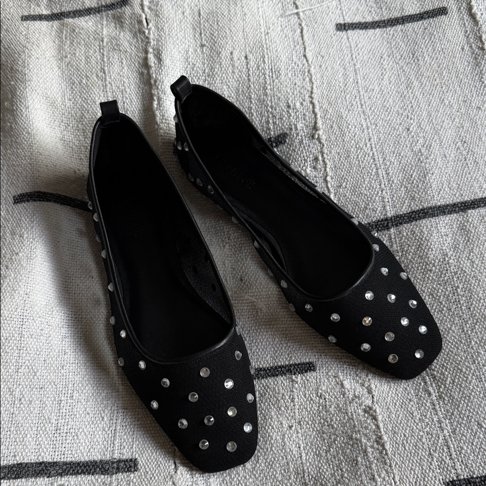 BRAND NEW 🖤 Open Edit black mesh crystal ballet flats 🖤 Sz 7 - Picture 3 of 6